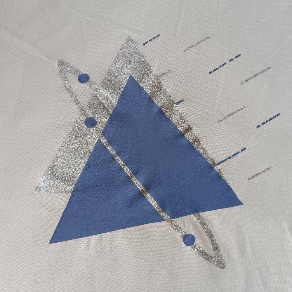 Streetwear Tee RARE Vintage 80s Geometric Glitter Graphic Retro Space Age MCM